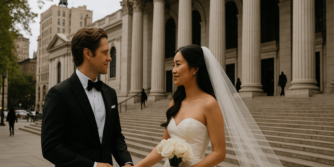 Broadway Actors Aaron Tveit and Ericka Yang Said “I Do” With a Classic New York City Wedding