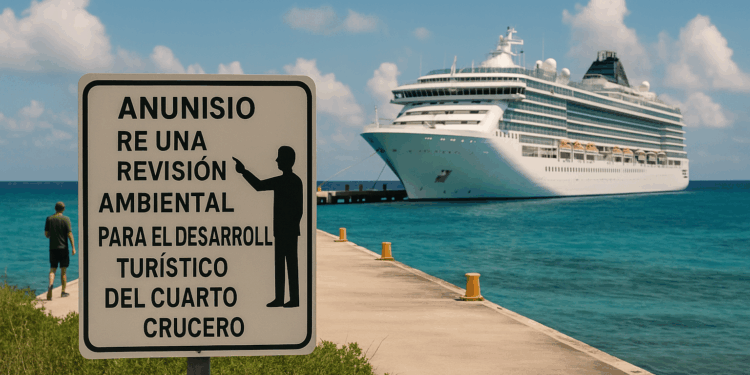 Semarnat hará una nueva evaluación de impacto ambiental al proyecto turístico del cuarto muelle de cruceros en Cozumel (19/09/2025). Foto: Especial