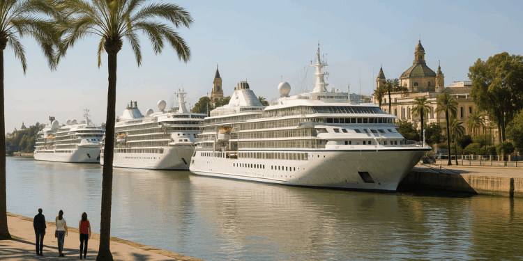 Atracan en Sevilla cuatro cruceros de lujo con más de mil pasajeros