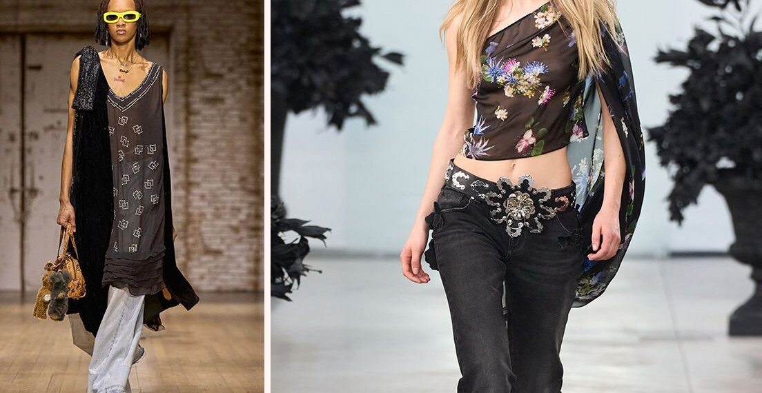 Blusas transparentes con jeans, así se lleva el look en tendencia de las pasarelas de Otoño-Invierno 2025