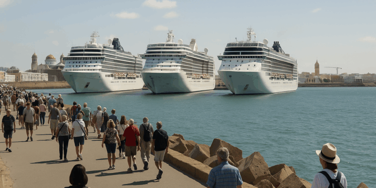 Cádiz recibe la llegada de tres cruceros a la vez con unos 8.000 pasajeros