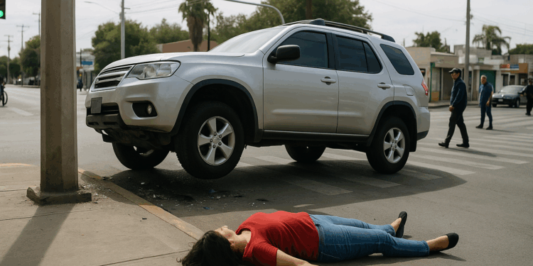 Camioneta atropella a mujer y cae al crucero de Carranza e Himno Nacional