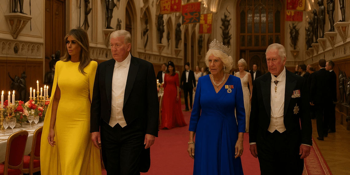 Bold Color Combos and Big, Big Tiaras: What the Trumps and Royals Wore to the State Banquet at Windsor Castle