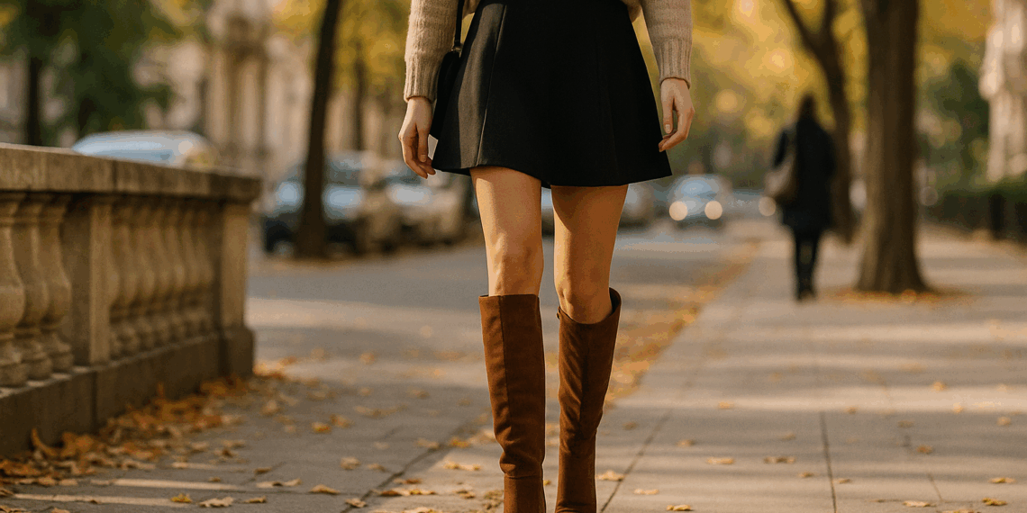 Cómo llevar botas a la rodilla y minifalda de Louis Vuitton como Ana de Armas en otoño 2025