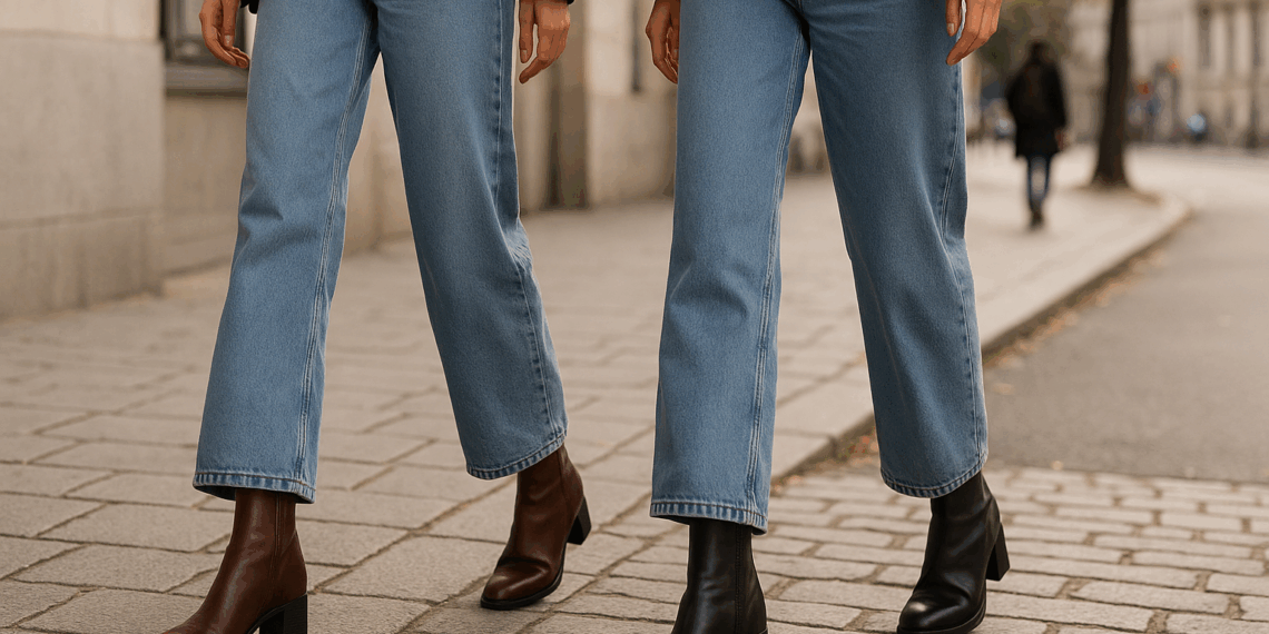 Cómo llevar baggy jeans con botas café y negras en otoño 2025 según street style