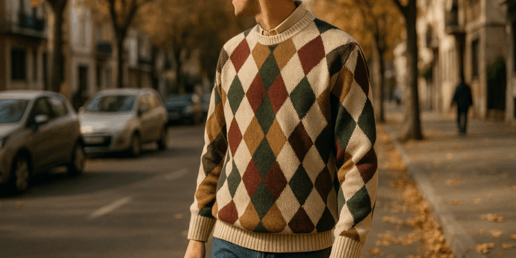 Cómo llevar suéter de rombos de abuelo en otoño 2025, según el street style