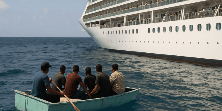 Migrantes cubanos son rescatados por un crucero cerca de Mahahual
