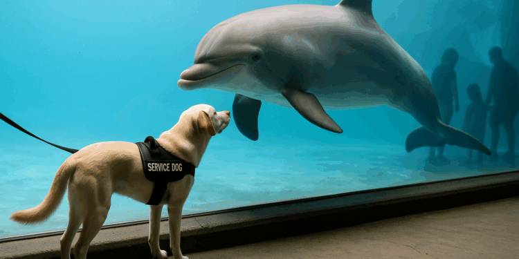 El tierno encuentro entre un perro de servicio y un delfín en el Acuario de Georgia se viraliza en redes