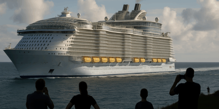 El crucero más grande del mundo entra al mar por primera vez y comenzará a operar en 2026