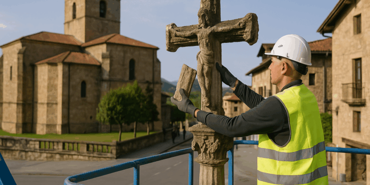 Elorrio restaura la cruz de Txanberi, uno de sus cruceros más valiosos