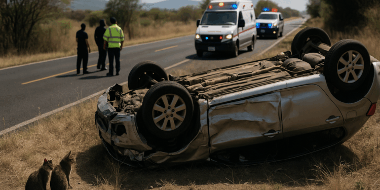 Muere mujer por volcadura en autopista, cerca del crucero a Chiapa