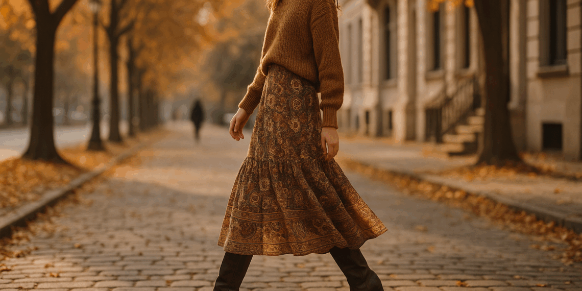 Cómo llevar faldas boho con botas elegantes en Otoño-Invierno 2025, según las tendencias