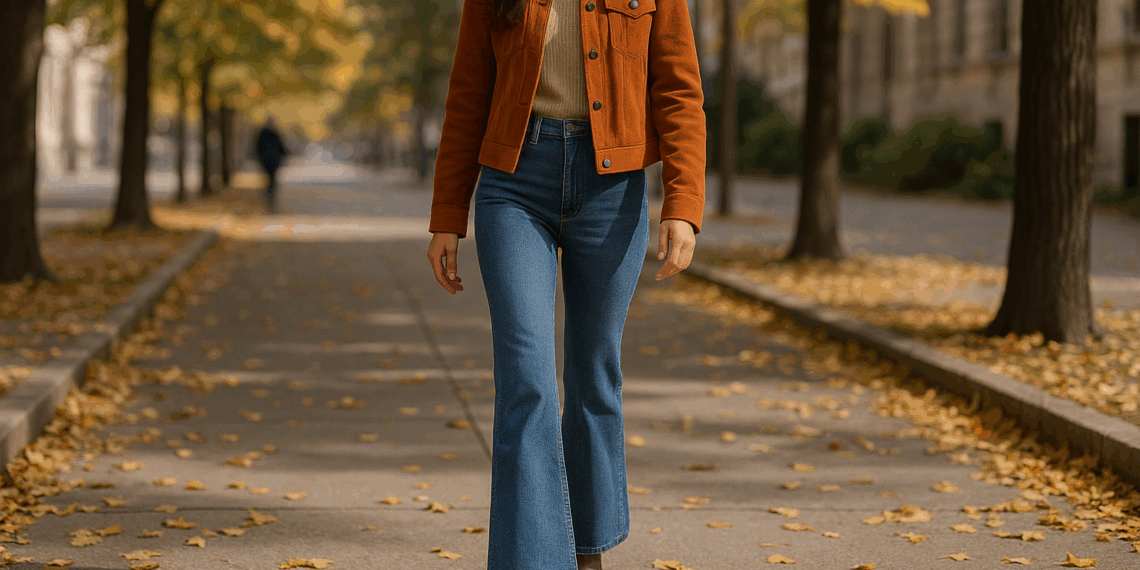 Cómo llevar jeans flare con chámaras en otoño 2025, según pasarelas