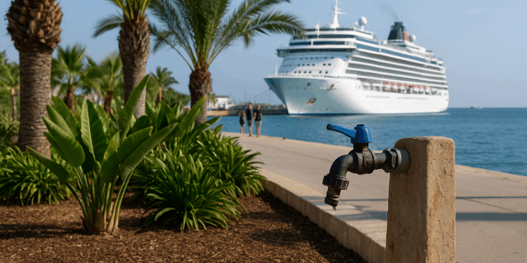 Imagen de dos cruceros atracados en el puerto de Ibiza.