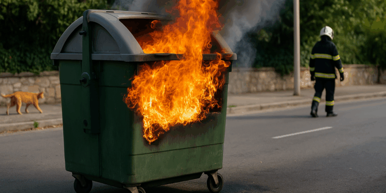 Prenden fuego a un contenedor en El Crucero