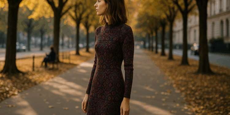 Los vestidos con estampado jacquard son tendencia absoluta y así se llevan en otoño 2025