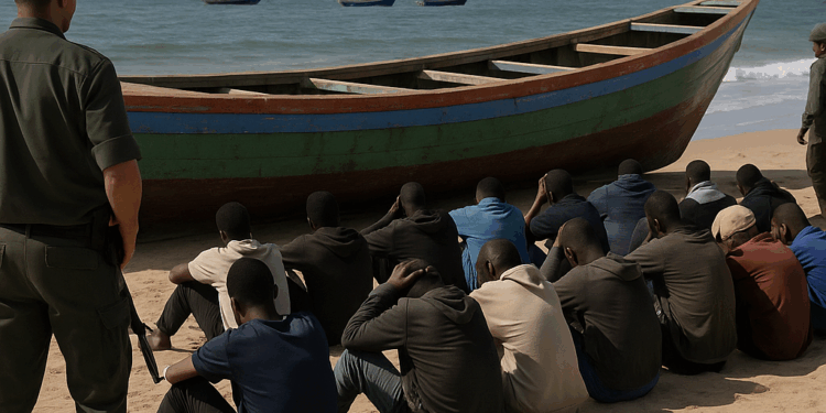 Inmigrantes llegando a Canarias desde Naukchot, Mauritania. / EFE