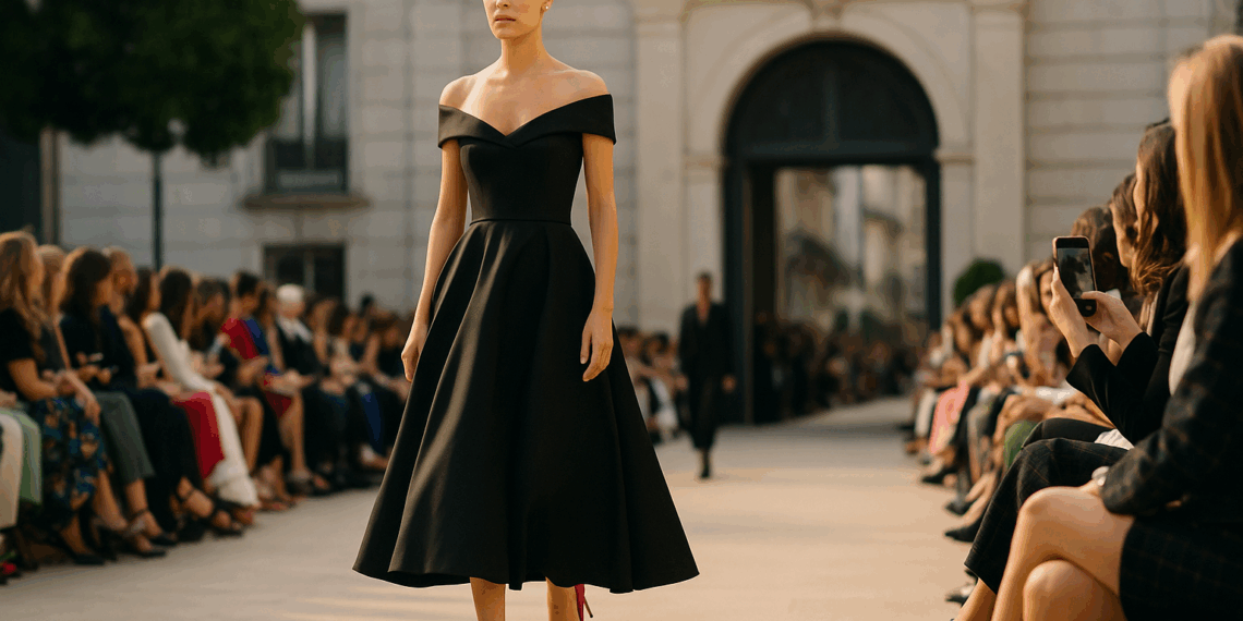 Michelle Salas llevó en el desfile de Carolina Herrera en Madrid los zapatos pump rojos y el vestido elegante que TODAS quieren tener