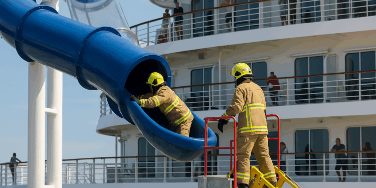 Mujer queda atorada en el tobogán de un crucero