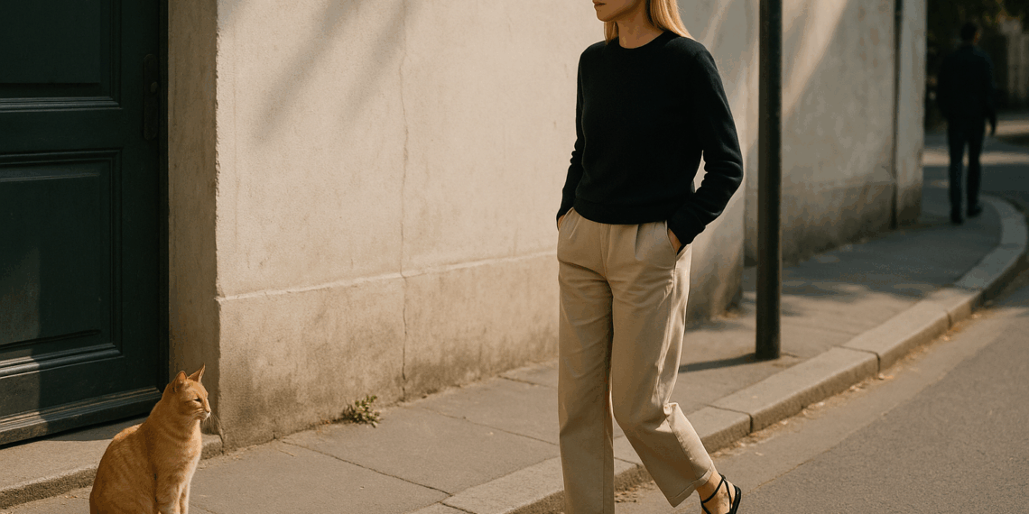Pantalones caqui, sadalias de tiras y un suéter negro, el look de Carolyn Bessette Kennedy ideal para llevar hoy