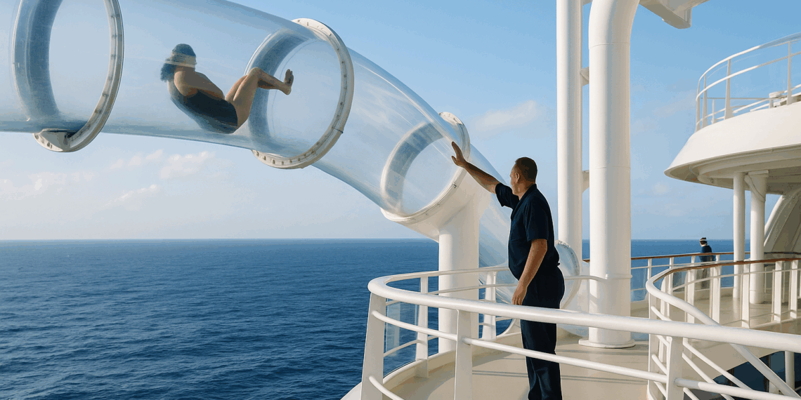 Pasajera queda atrapada en tobogán acuático de crucero a 30 metros del mar; así fue el momento - El Sol de Puebla