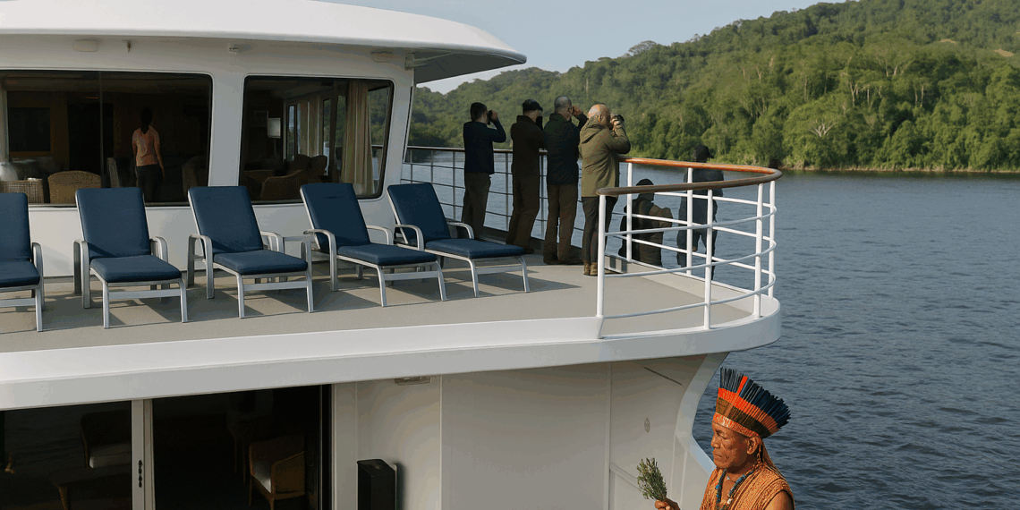 antes de embarcar, los servicios a bordo, las excursiones para ver fauna y la visita a un chamán