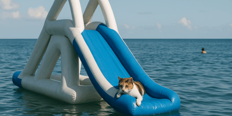 quedó atrapada en un tobogán en medio del mar