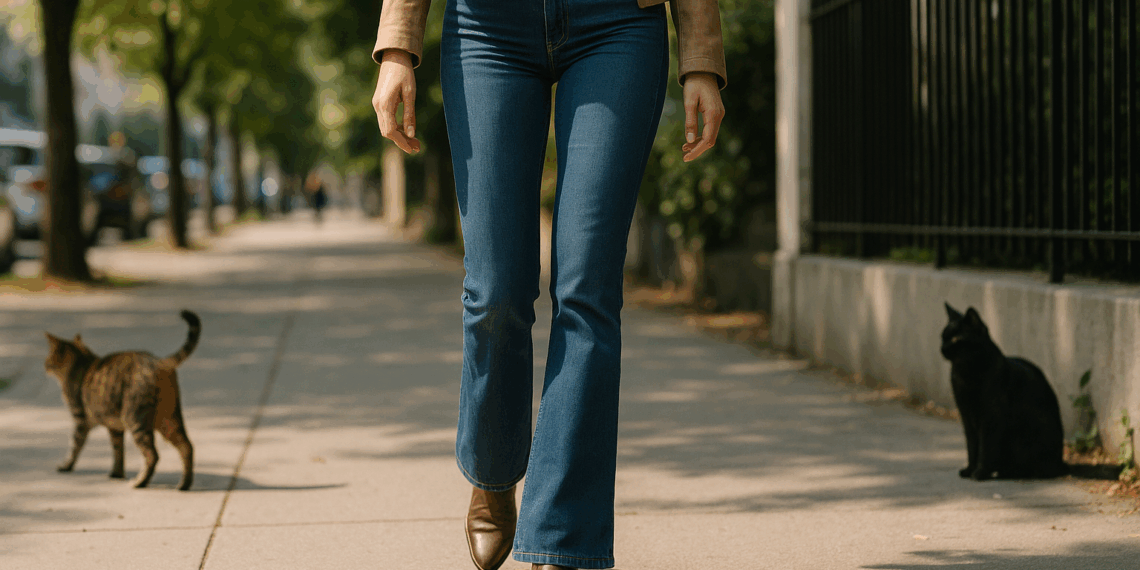 Eiza González luce jeans bootcut de los 70 que regresan con botas vaqueras al 2025
