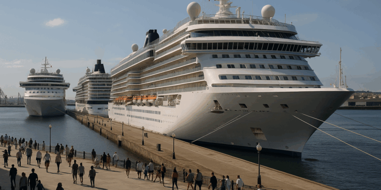 Triple atraque de cruceros en el puerto de A Coruña en plena temporada alta