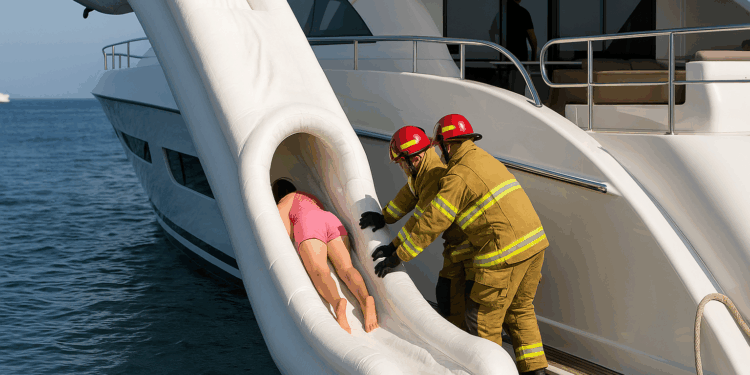 Una mujer queda atrapada en el tobogán de un crucero