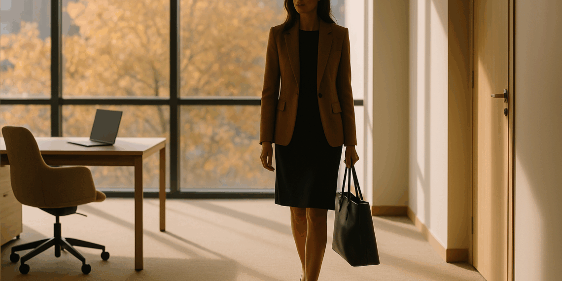 Vestidos con blazers para lucir elegantes en la oficina este otoño 2025