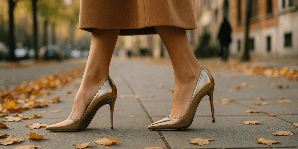 Zapatos de tacón metalizados y puntiagudos, el único modelo que necesitas en otoño 2025