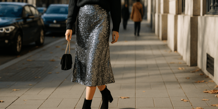 Así se llevarán las faldas midi con lentejuelas en otoño 2025, según las pasarelas