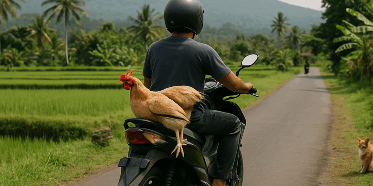Bali, tierra de montañas y motos con pollos colgados en el manillar, por Alberto Piernas
