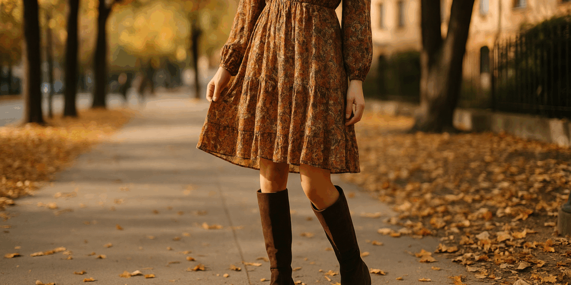 Botas con vestidos boho: Una vez más, son el look más elegante del otoño 2025