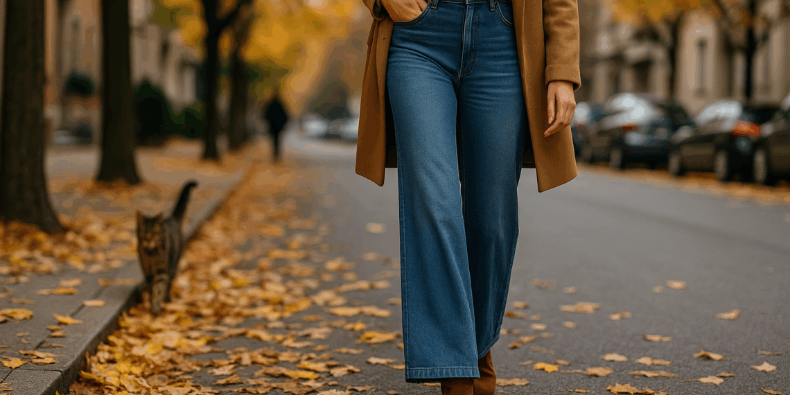 Cómo llevar jeans palazzo de los 70 con botas en otoño 2025, según tendencias
