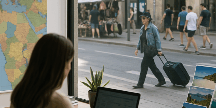 Panfleto sobre un crucero en las oficinas de una agencia de viajes.