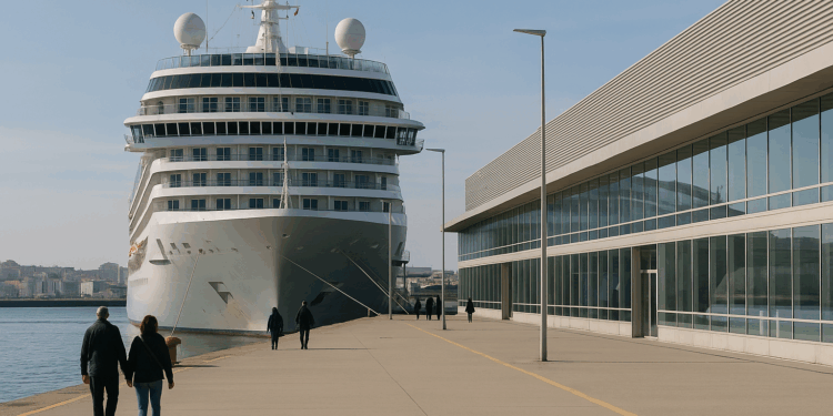 Un crucero atracado en el puerto de A Coruña.