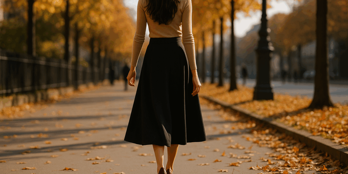 Falda midi y zapatos de tacón, la (muy elegante) combinación con la que Nina Dobrev triunfa en otoño 2025