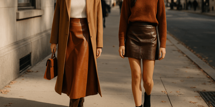 Cómo llevar faldas de cuero, mini o largas, en todos estos colores de otoño 2025
