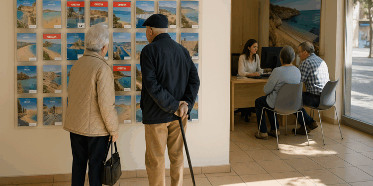 Imagen de una de las agencias de viajes, con muy poca actividad, durante la jornada de ayer.