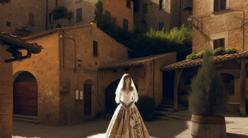 The Bride Wore a Botticelli-Inspired Vintage Gown for Her Wedding at a 14th-Century Hamlet in Italy