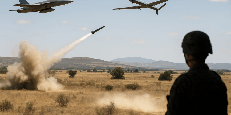 Ejército de Tierra, Aire y Armada simulan un ataque simultáneo de cazas, drones y misiles de crucero a España