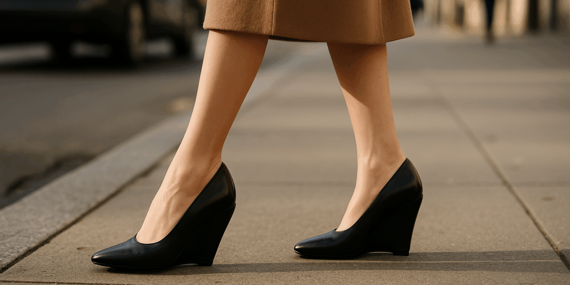 Los (raros) zapatos de cuña invertida de los 2000 vuelven a estar de moda en otoño 2025