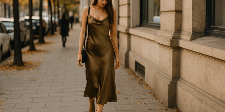 Los vestidos satinados son la tendencia máxima para llevar en otoño 2025, descubre cómo combinarlos según las pasarelas