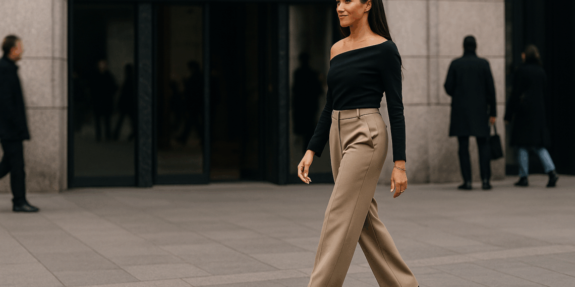 Meghan Markle llega al desfile de Balenciaga con pantalones elegantes y zapatos pumps