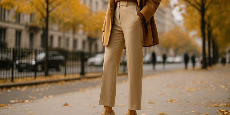 Jennifer Lopez lleva un pantalón beige y zapatos de plataforma para mujeres elegantes en otoño 2025