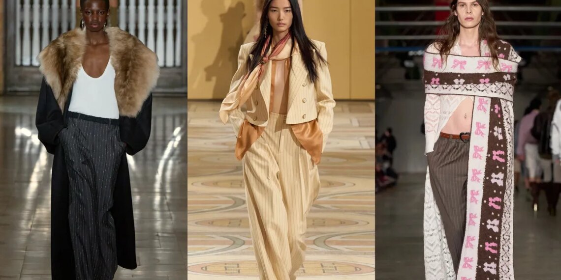 7 ideas de looks (muy elegantes) para llevar los pantalones de rayas diplomáticas que dominan la moda este otoño 2025