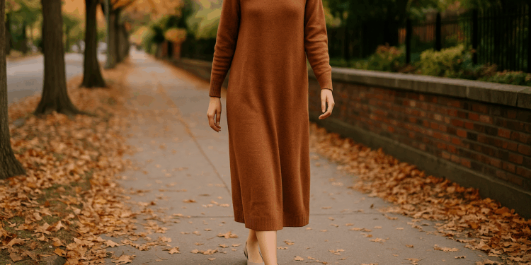 Ideas para llevar vestidos calientitos con botas y zapatos planos en otoño 2025