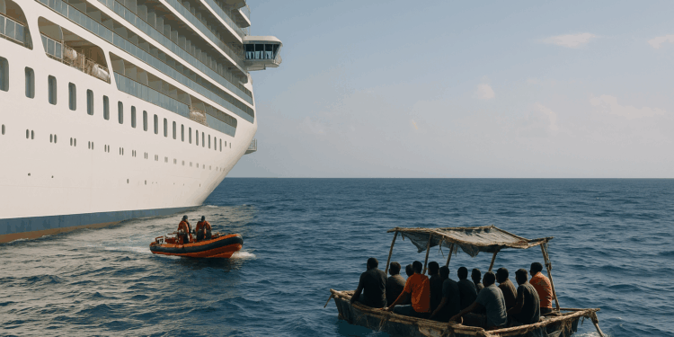 Un crucero de Royal Caribbean rescató a más de diez personas en una balsa que se desintegraba en medio del mar